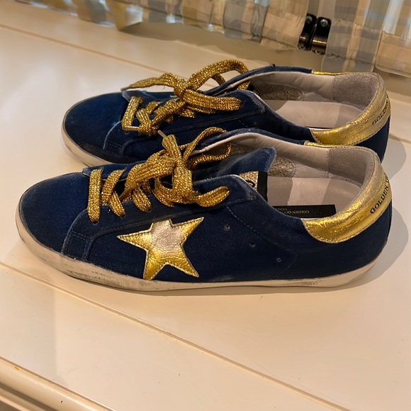 100% authentic basically new blue velvet gold star golden gooses size 38 - Picture 1 of 1